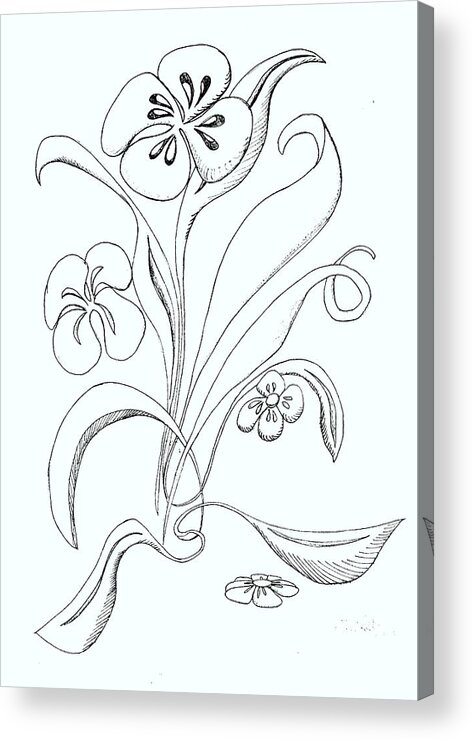 Flower Acrylic Print featuring the drawing Flowers having a good day by Dennis Casto