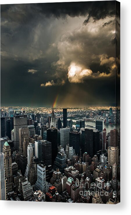 Manhatten Acrylic Print featuring the photograph Great Skies over Manhattan by Hannes Cmarits