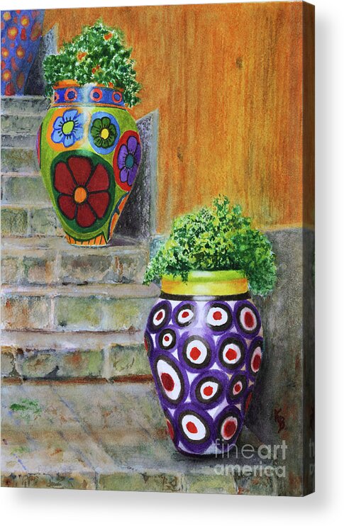 Italy Acrylic Print featuring the painting Italian Vases by Karen Fleschler