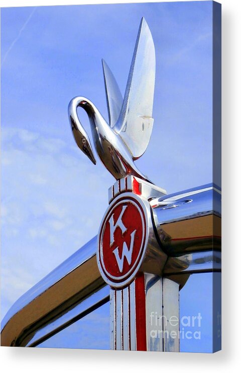 Swan Hood Ornament Acrylic Print featuring the photograph Kenworth Insignia and Swan by Karyn Robinson