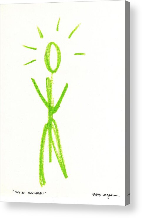 Green Man Acrylic Print featuring the drawing King of Manhattan by Patrick Morgan