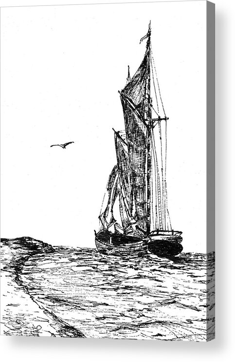 Ship Acrylic Print featuring the drawing Last Look by Frank SantAgata