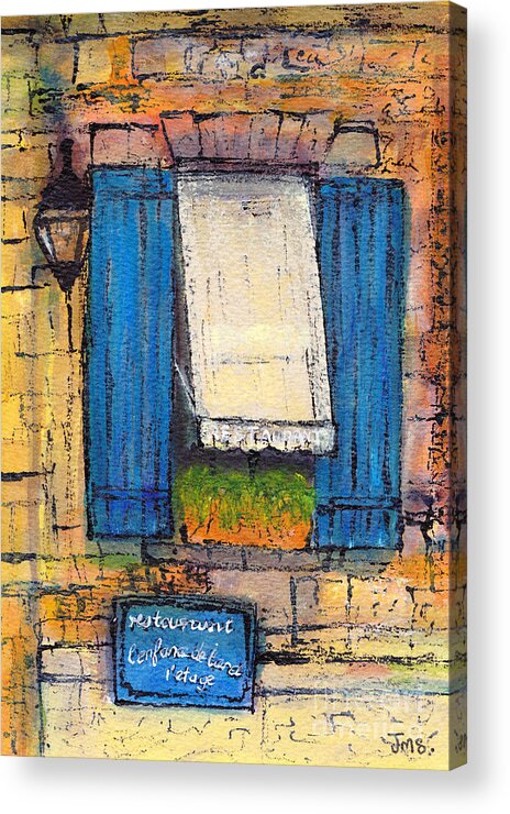 France Acrylic Print featuring the painting Le Resturant BergeraC France by Jackie Sherwood