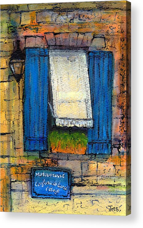 France Acrylic Print featuring the painting Le Resturant Bergerac by Jackie Sherwood