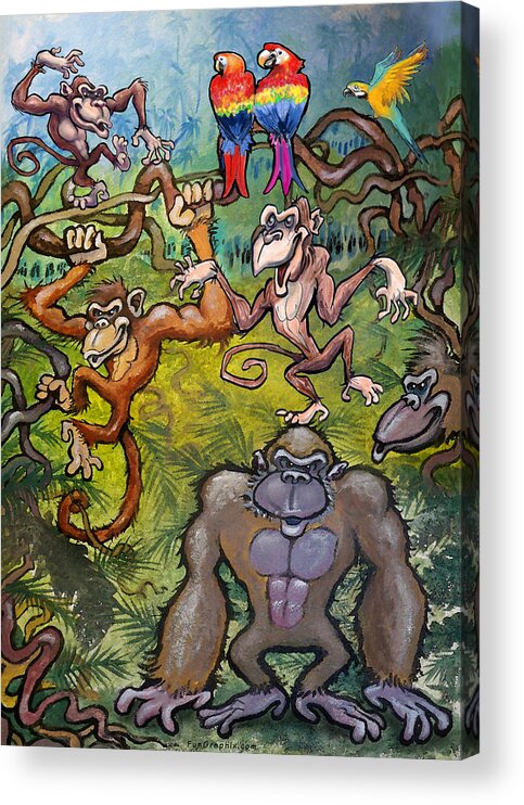 Monkey Acrylic Print featuring the painting Monkeying Around by Kevin Middleton