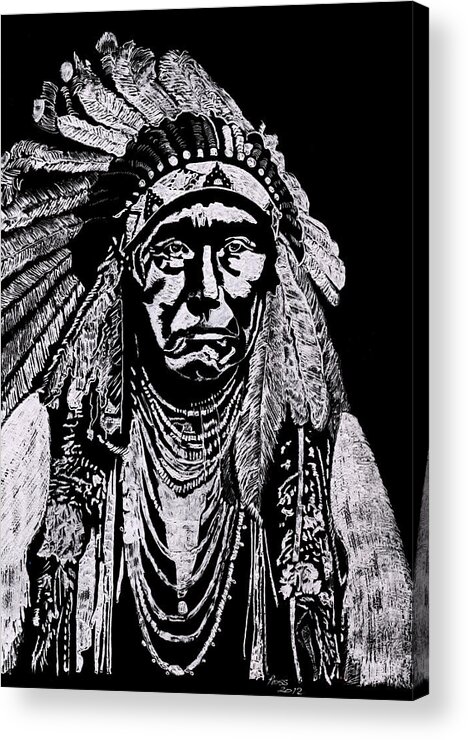 Chieftain Acrylic Print featuring the sculpture Nez Perce by Jim Ross