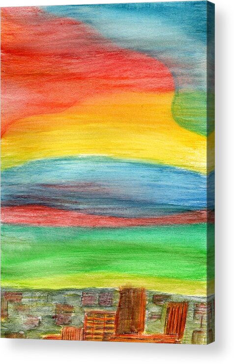 Landscape Acrylic Print featuring the painting Nightfall by Lesa Weller