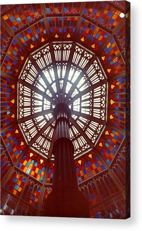 Stained Glass Acrylic Print featuring the painting Old Louisiana State Capitol Dome by Margaret Harmon