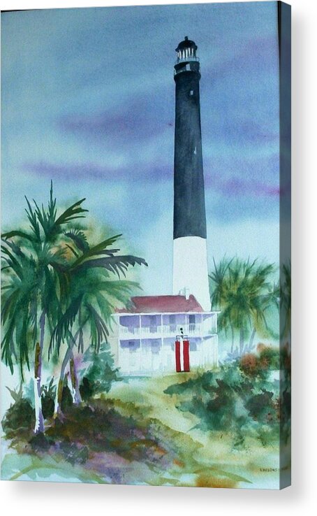 Landscape Acrylic Print featuring the painting Pensacola Lighthouse by Richard Willows