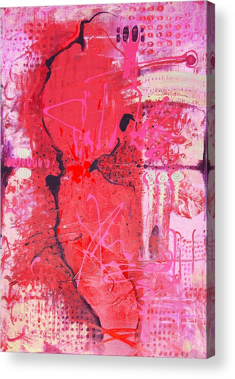 Pink Acrylic Print featuring the painting Pink Abstract by Lolita Bronzini