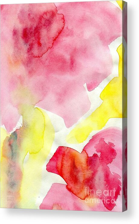 Pink Acrylic Print featuring the painting Pink Blooms by Leela Arnet