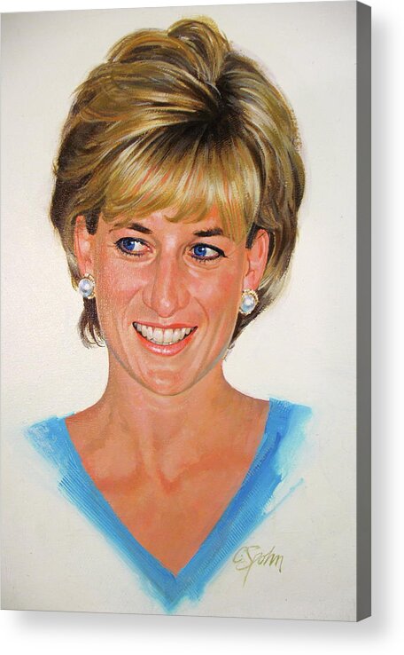 Portrait Acrylic Print featuring the painting Princess Diana by Cliff Spohn