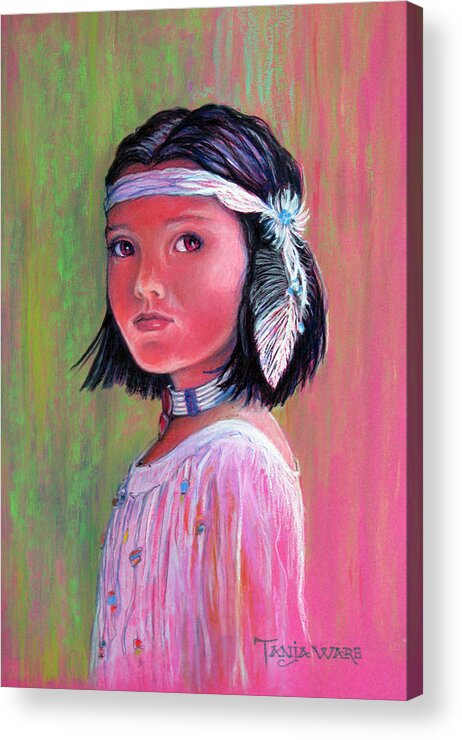 Native American Portrait Acrylic Print featuring the painting Princess of the Plains by Tanja Ware