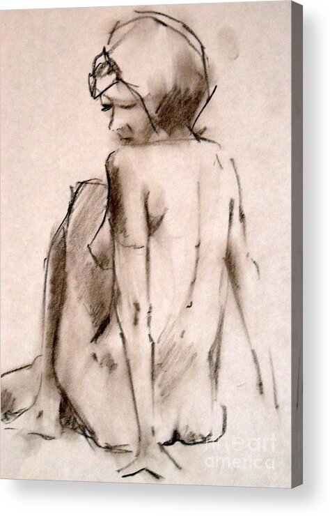 Figure Acrylic Print featuring the drawing Quick Pose by Jim Fronapfel