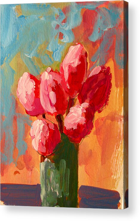 Roses Acrylic Print featuring the painting Roses are Pink by Patricia Awapara