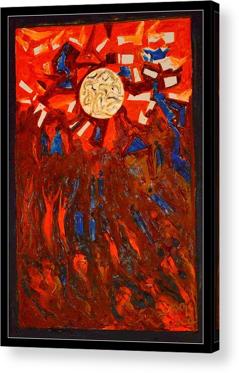 Space Abstraction Paintings On Canvas In Oils Space Abstraction Paintings On Canvas Indian Deity Paintings Acrylic Print featuring the painting Space Abstraction-1 by Anand Swaroop Manchiraju