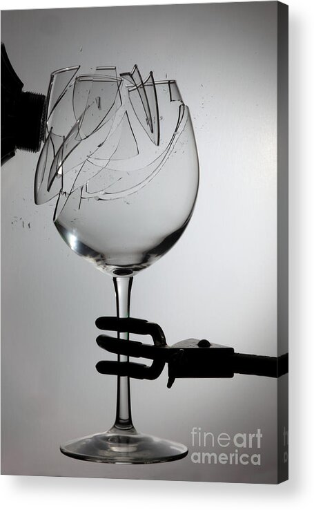 Physics Acrylic Print featuring the photograph Speaker Breaking A Glass With Sound by Ted Kinsman