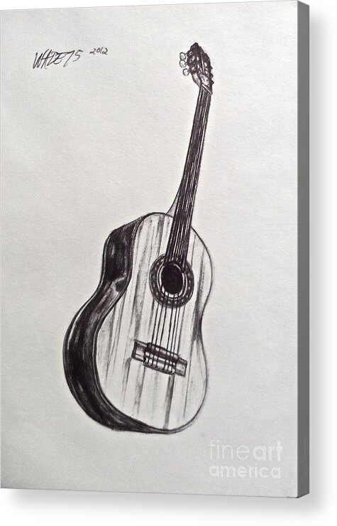 Guitar Acrylic Print featuring the drawing The Acoustic Man by Wade Hampton