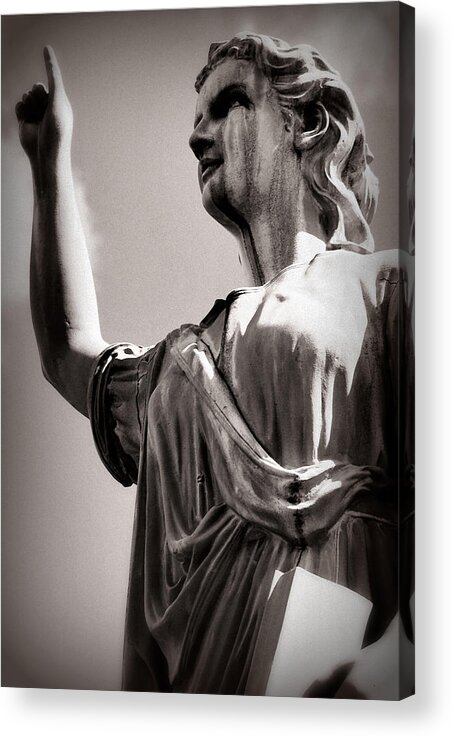 Black And White Acrylic Print featuring the photograph The Stone Protector by Lora Mercado