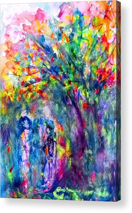  Landscapes Acrylic Print featuring the painting Under the trees by Wanvisa Klawklean