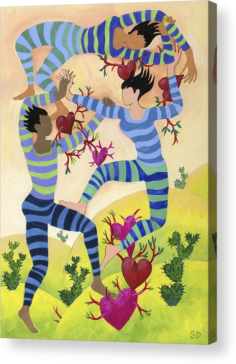 Dancers Acrylic Print featuring the painting Valentine Dancers by Shoshanah Dubiner