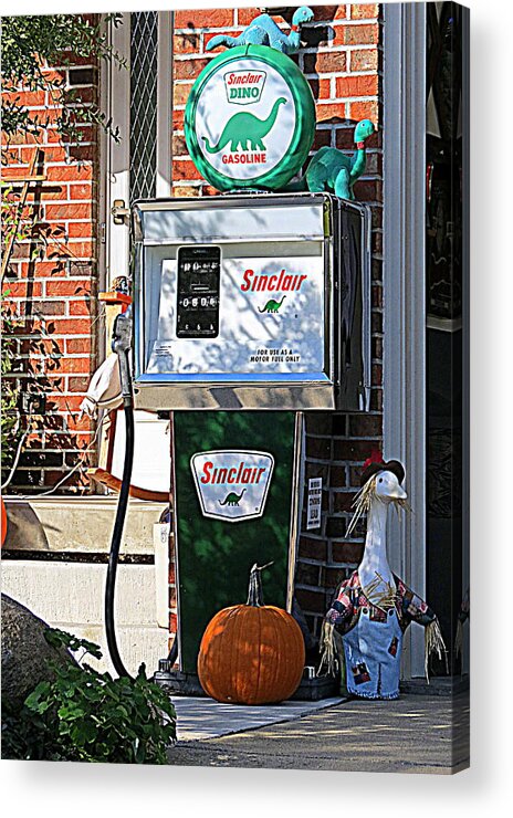 Vintage Acrylic Print featuring the photograph Vintage Sinclair Dino Gas Pump by Kay Novy