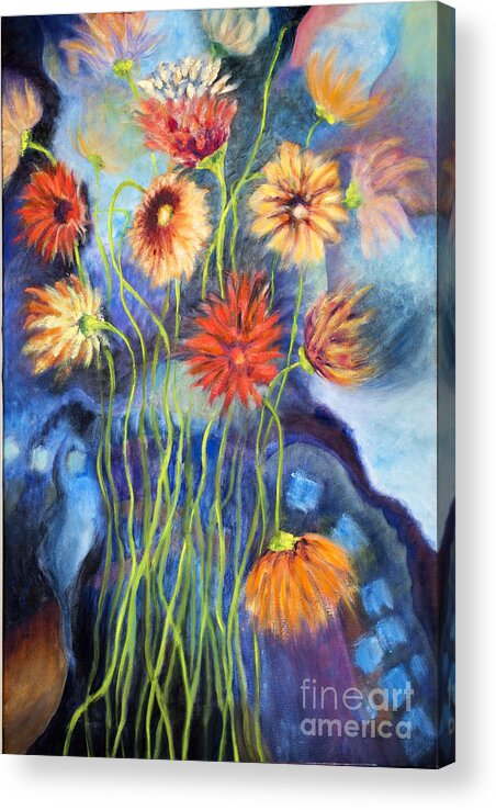 Abstract Acrylic Print featuring the painting 01314 African Daisies by AnneKarin Glass