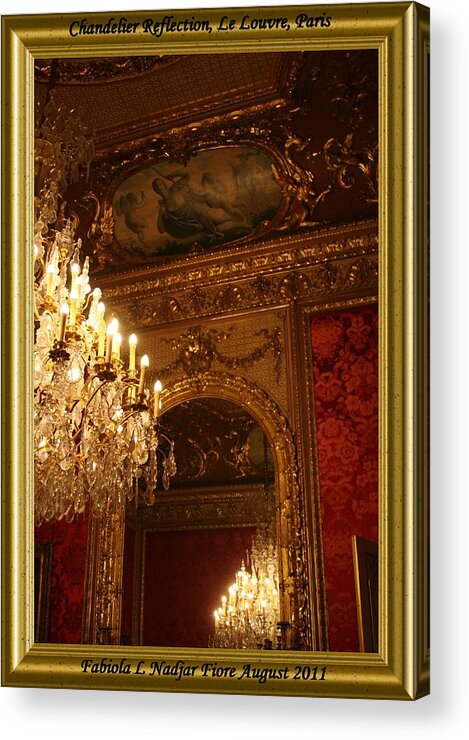 Gold Acrylic Print featuring the photograph Chandelier Reflection #2 by Fabiola L Nadjar Fiore