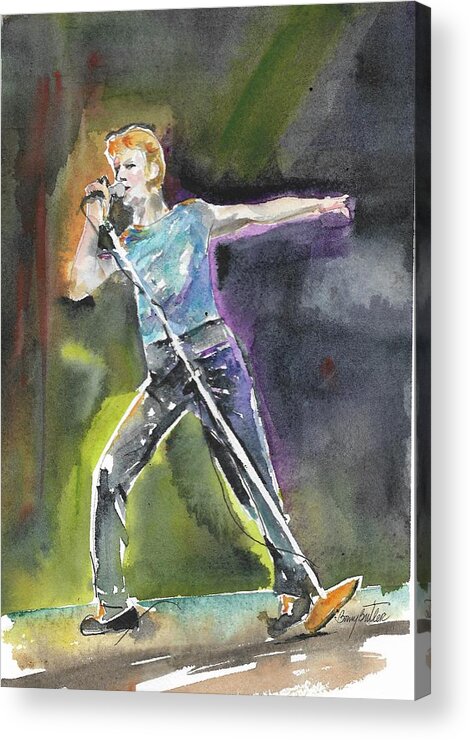 Rock Legend Acrylic Print featuring the painting David BOWIE #1 by Bonny Butler