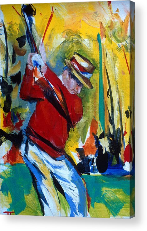 Golf Acrylic Print featuring the painting Golf Red #1 by John Gholson
