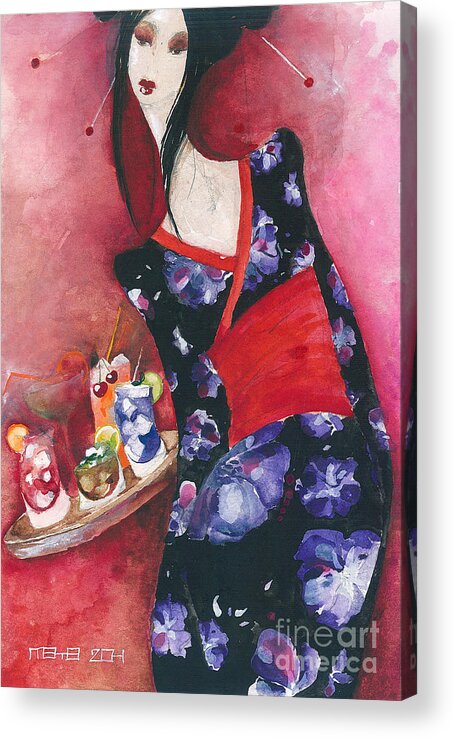 Woman Acrylic Print featuring the painting Japanese girl #1 by Maya Manolova