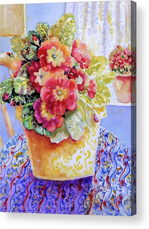 Watercolor Acrylic Print featuring the painting Kitchen Primrose II #1 by Ann Nicholson