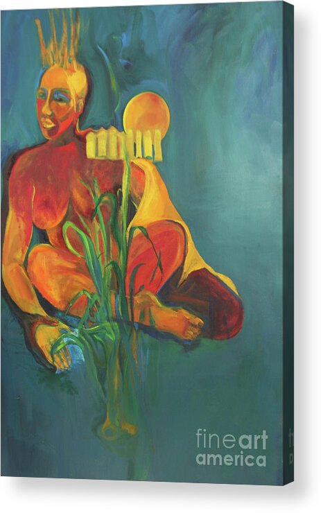 Oil Painting Acrylic Print featuring the painting Lady in The Weeds by Daun Soden-Greene