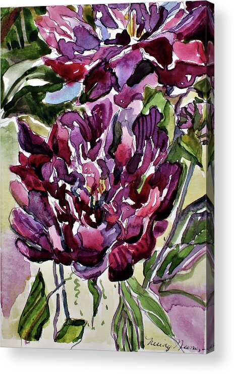 Peonies Acrylic Print featuring the painting Peonies #1 by Mindy Newman