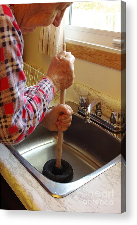 Kitchen Drain Acrylic Print featuring the photograph Plunging A Drain #1 by Scimat