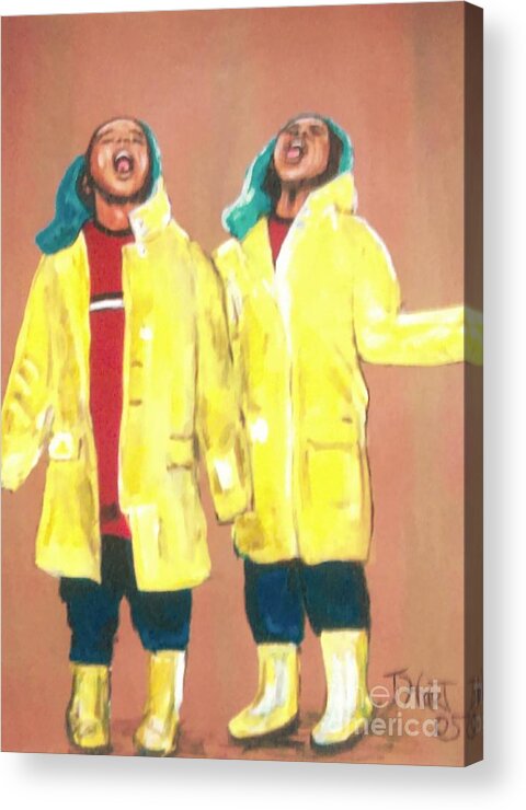 Rain Drops Weather Children Acrylic Print featuring the painting Rain Drop's #1 by Tyrone Hart