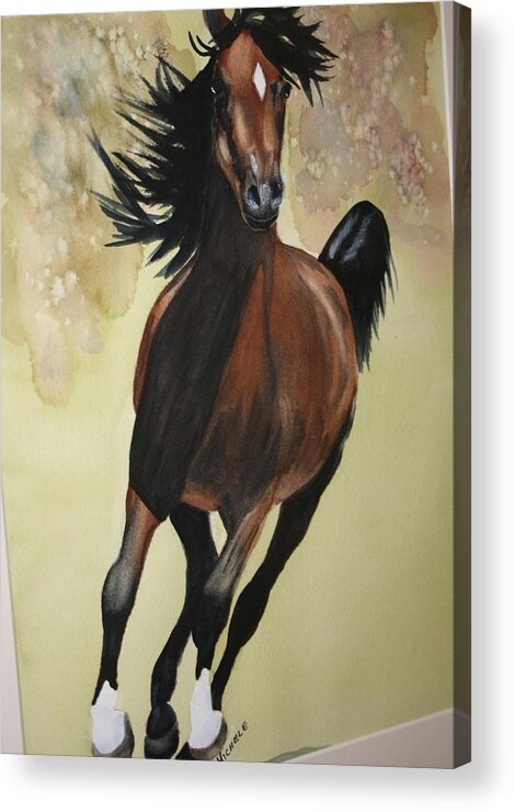 Horses Acrylic Print featuring the painting Running Free #1 by Michele Turney