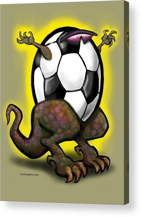 Soccer Acrylic Print featuring the digital art Soccer Saurus Rex #2 by Kevin Middleton