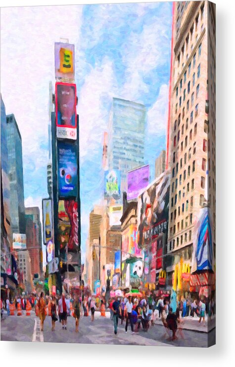 New Acrylic Print featuring the painting Times Square #1 by Jeelan Clark