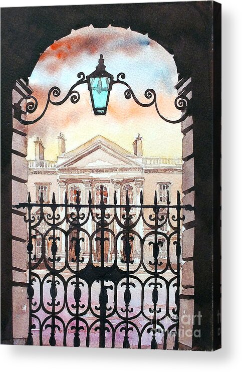 Trinity College Acrylic Print featuring the painting Trinity College, Dublin #2 by Val Byrne