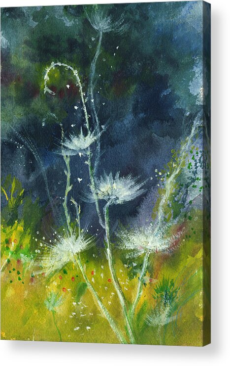 Floral Acrylic Print featuring the painting White Flowers 2 #1 by Anil Nene