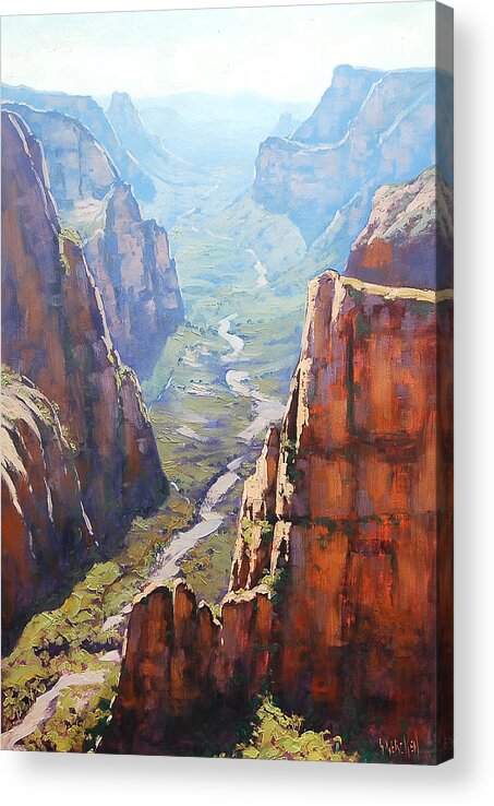 Paintings Acrylic Print featuring the painting Zion Canyon by Graham Gercken