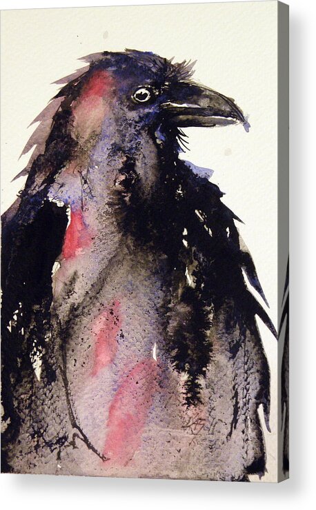 Ittle Acrylic Print featuring the painting Crow #12 by Kovacs Anna Brigitta