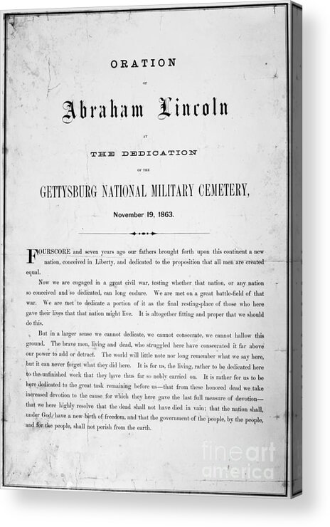 1863 Acrylic Print featuring the photograph Gettysburg Address, 1863 #3 by Granger