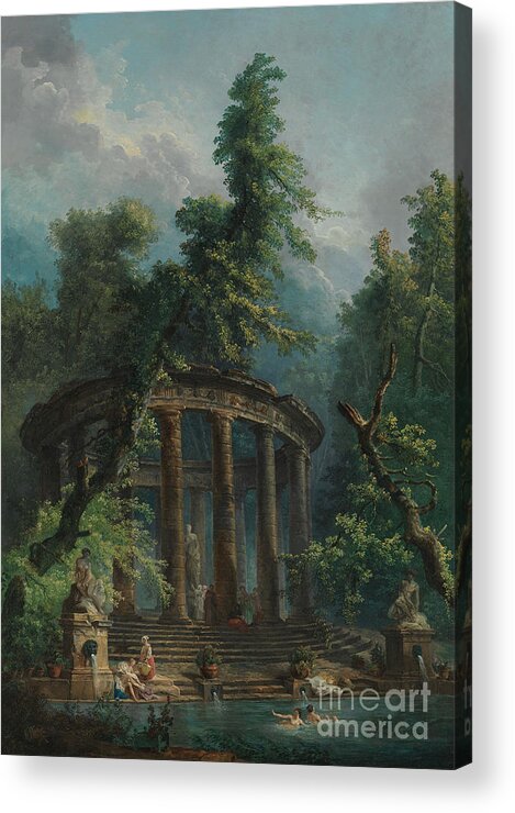 Bathers Acrylic Print featuring the painting The Bathing Pool by Hubert Robert
