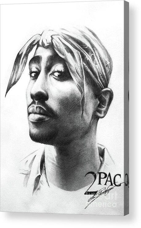 Lin Petershagen Acrylic Print featuring the drawing 2pac by Lin Petershagen