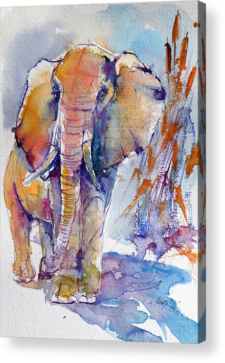 Elephant Acrylic Print featuring the painting Elephant #3 by Kovacs Anna Brigitta