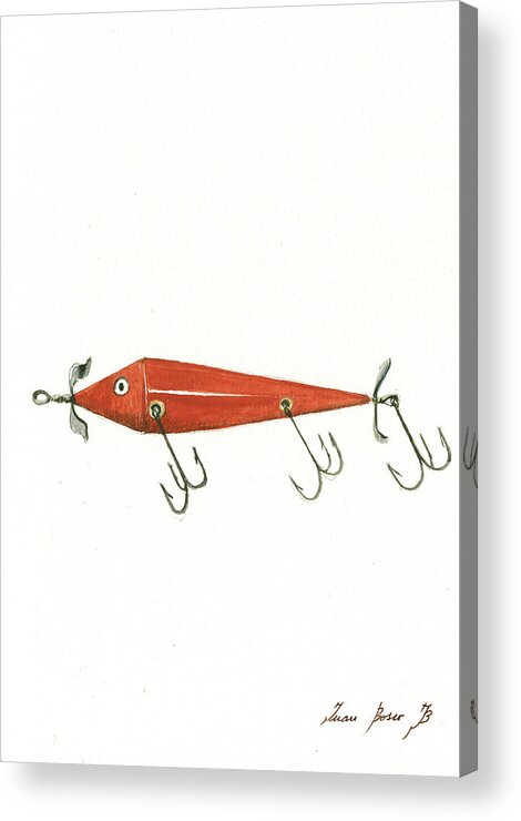 Fishing Lure Acrylic Print featuring the painting Fishing lure #4 by Juan Bosco