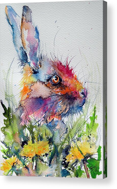 Rabbit Acrylic Print featuring the painting Rabbit #4 by Kovacs Anna Brigitta