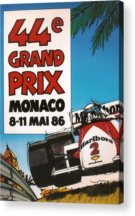 Monaco Grand Prix Acrylic Print featuring the digital art 44th Monaco Grand Prix 1986 by Georgia Clare